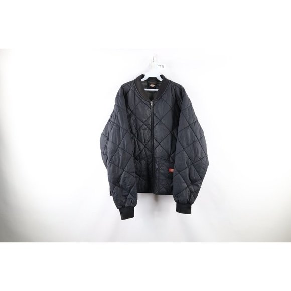 Vintage Dickies Mens Large Distressed Spell Out Quilted Full Zip Bomber Jacket - Picture 1 of 12